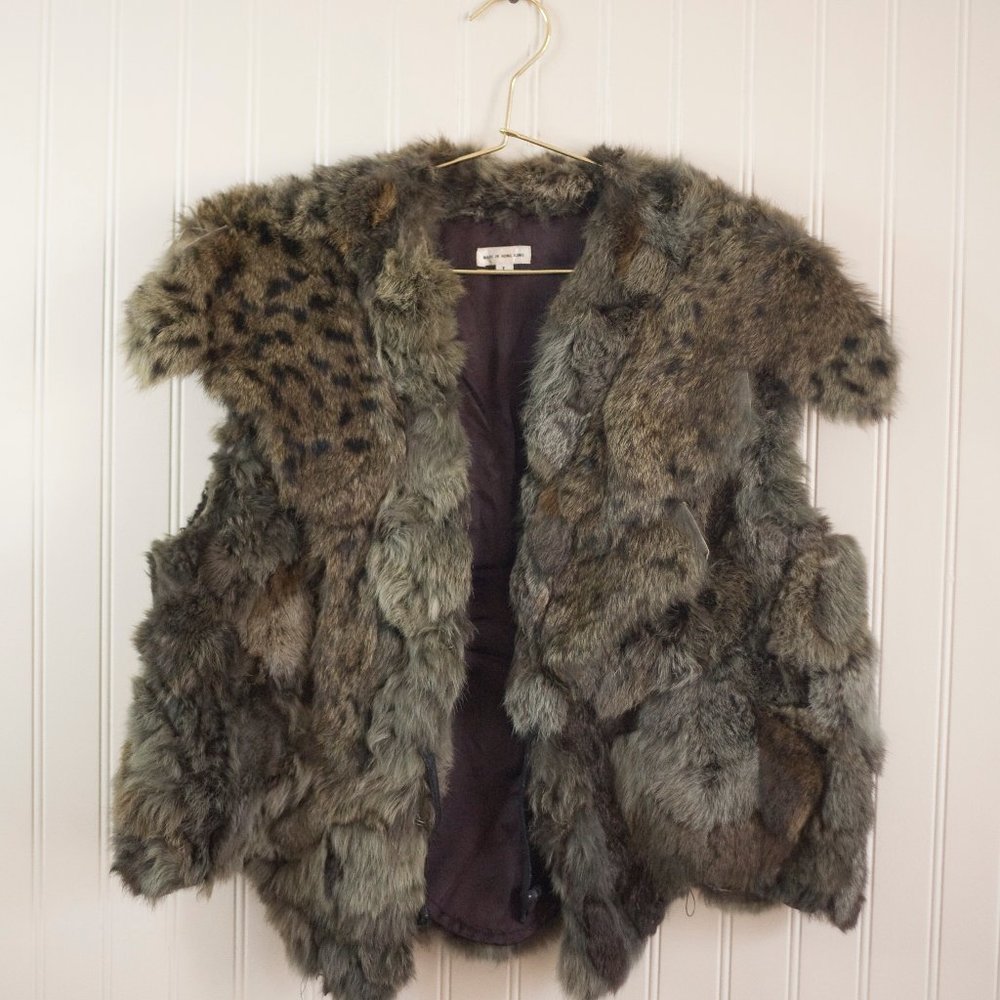 REAL rabbit fur vest women large unique rare beautiful soft genuine